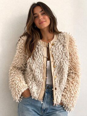 Rag and Bone Textured Leather Trim Jacket S